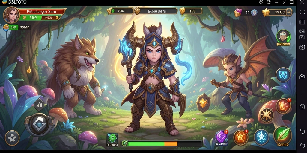 Screenshot gameplay DBLTOTO menunjukkan petualangan seru di dunia fantasi.