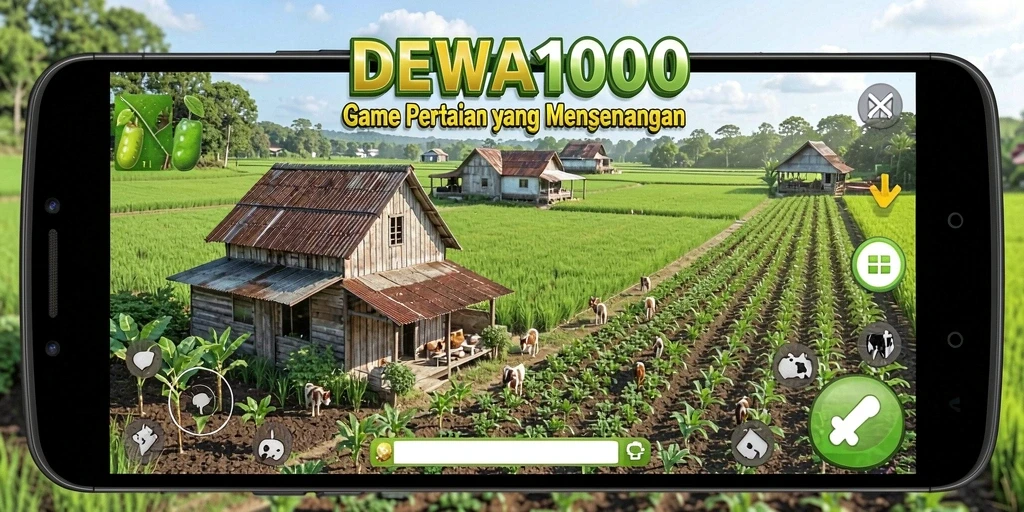 Gameplay seru DEWA1000 yang menampilkan aktivitas bertani.