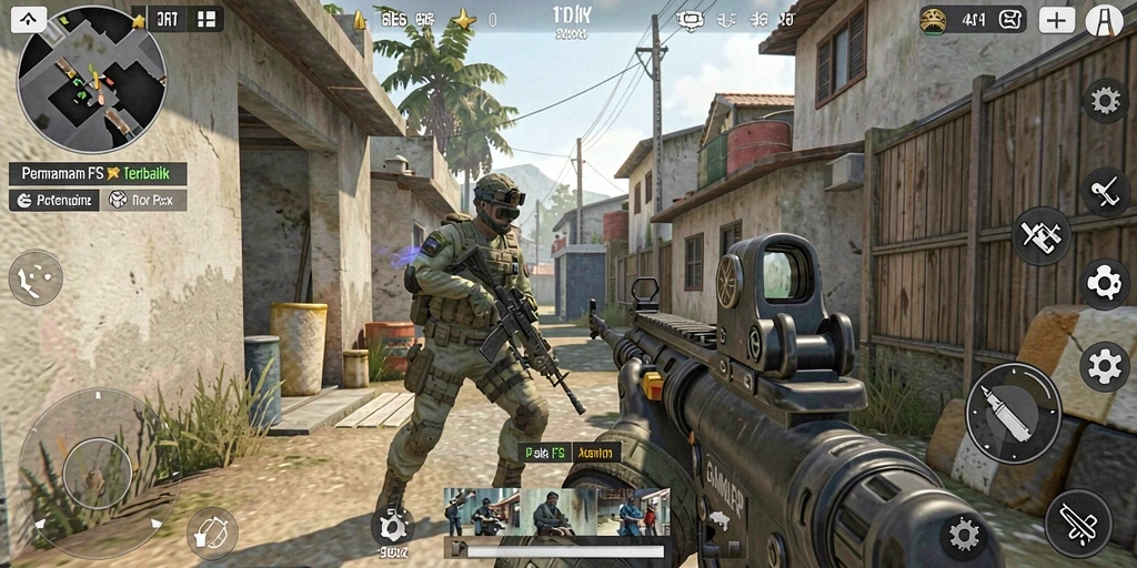Tangkapan layar GAMERP menunjukkan aksi pertempuran yang mendebarkan dalam gameplay FPS.