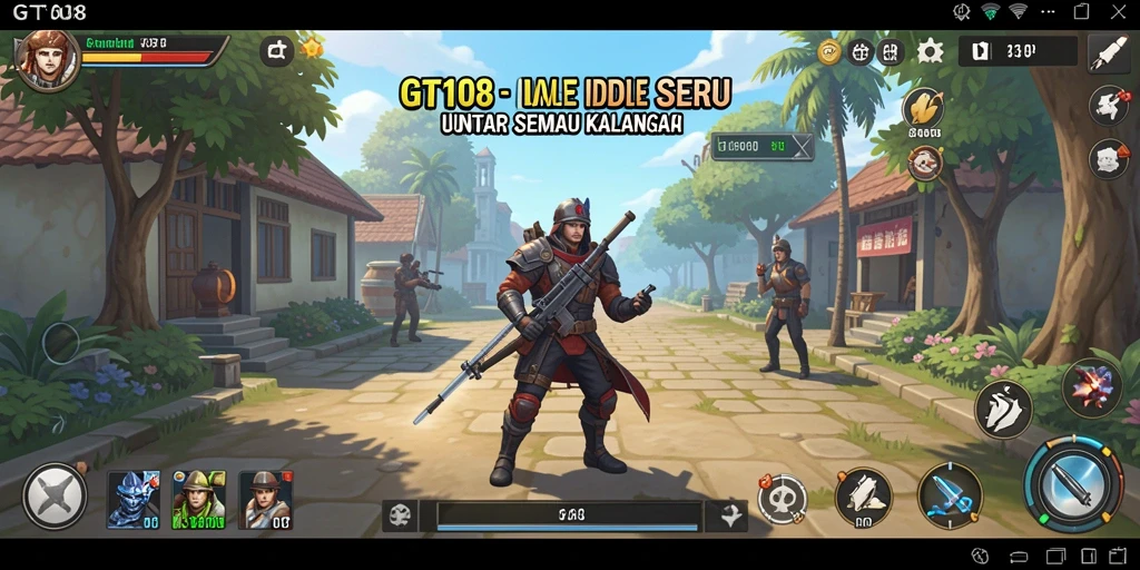 Screenshot gameplay GT108 menampilkan kemajuan karakter Idle.