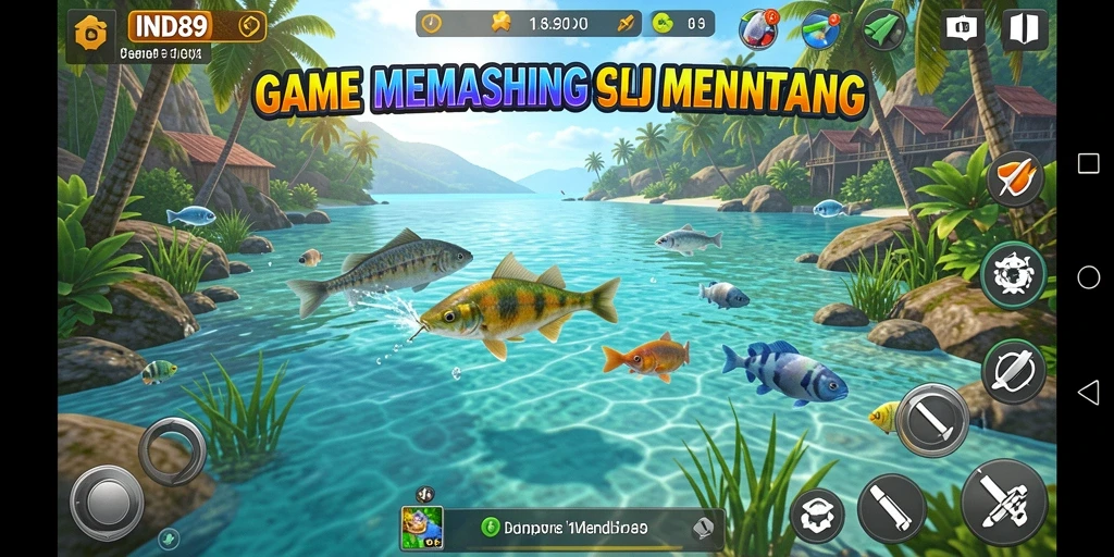 Tampilan gameplay seru dalam IND89 dengan aksi memancing yang menantang.