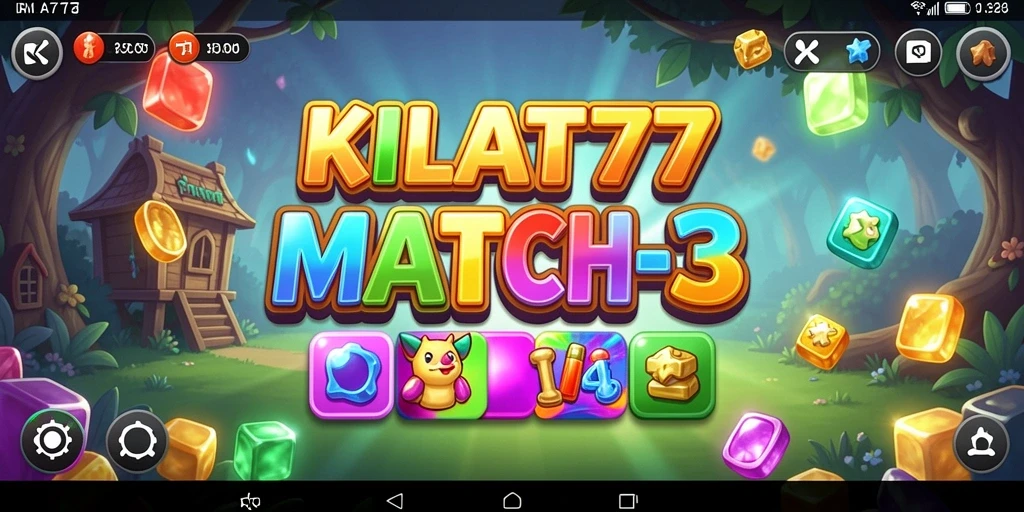 Tampilan gameplay KILAT77 dengan permata berwarna-warni yang memikat.