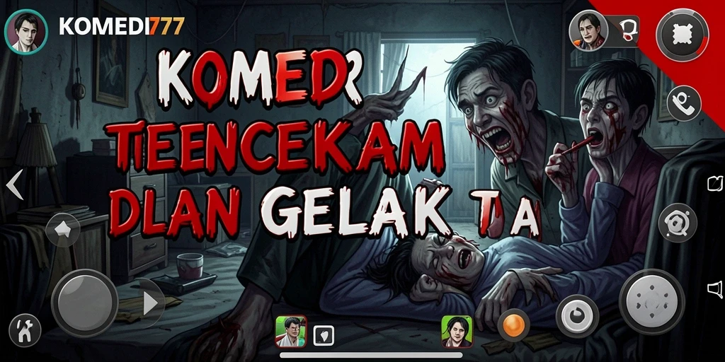 Tangkapan layar gameplay menakutkan dari KOMEDI77.
