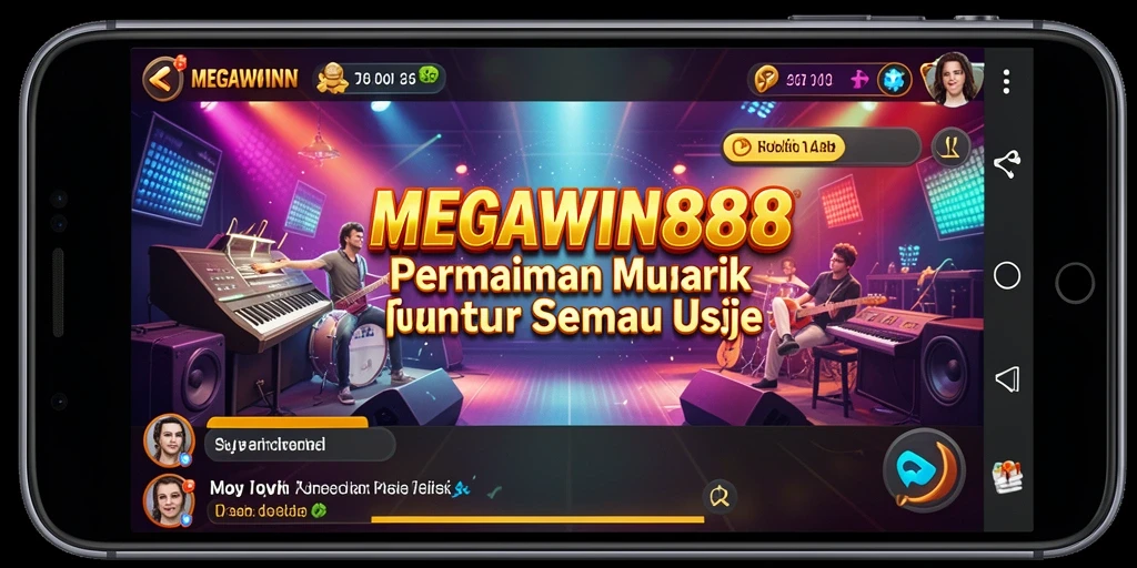 Tampilan gameplay seru dalam MEGAWIN888 dengan beragam lagu.