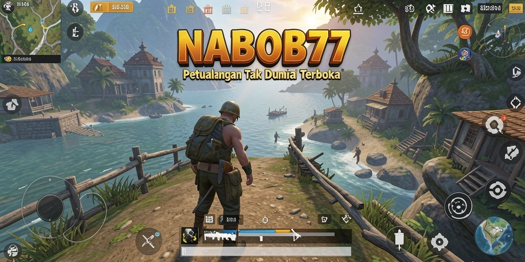 Tangkapan layar NABOB77 menampilkan aksi petualangan di dunia terbuka yang indah.