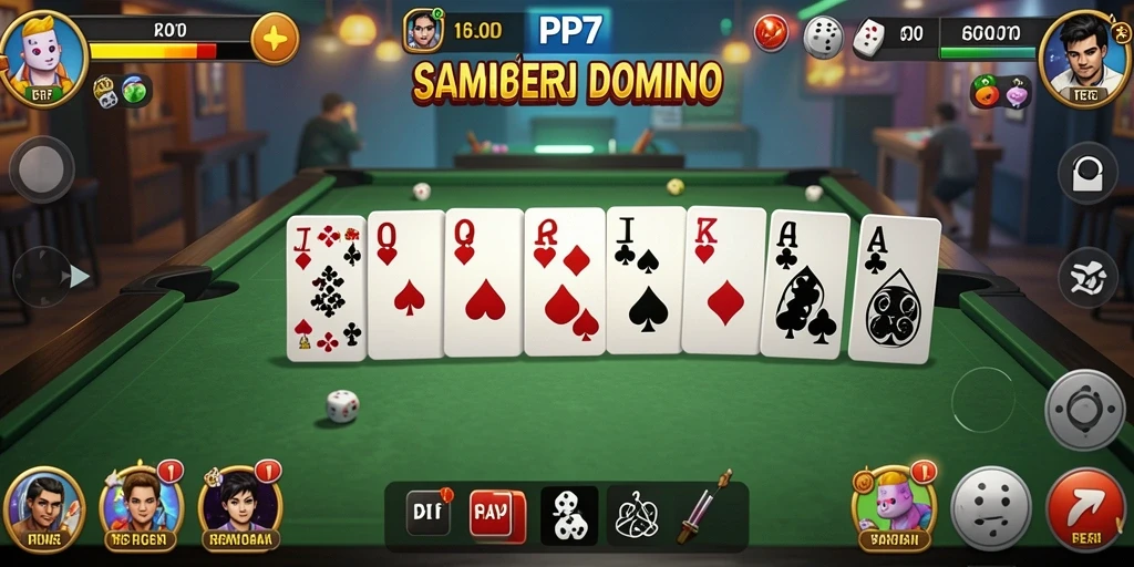 Screenshot utama PP7 menampilkan keseruan bermain Domino.