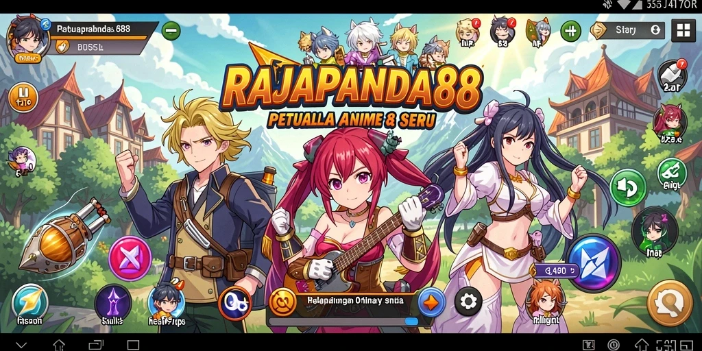 Screenshot gameplay RAJAPANDA88 menampilkan aksi pertarungan karakter Anime.