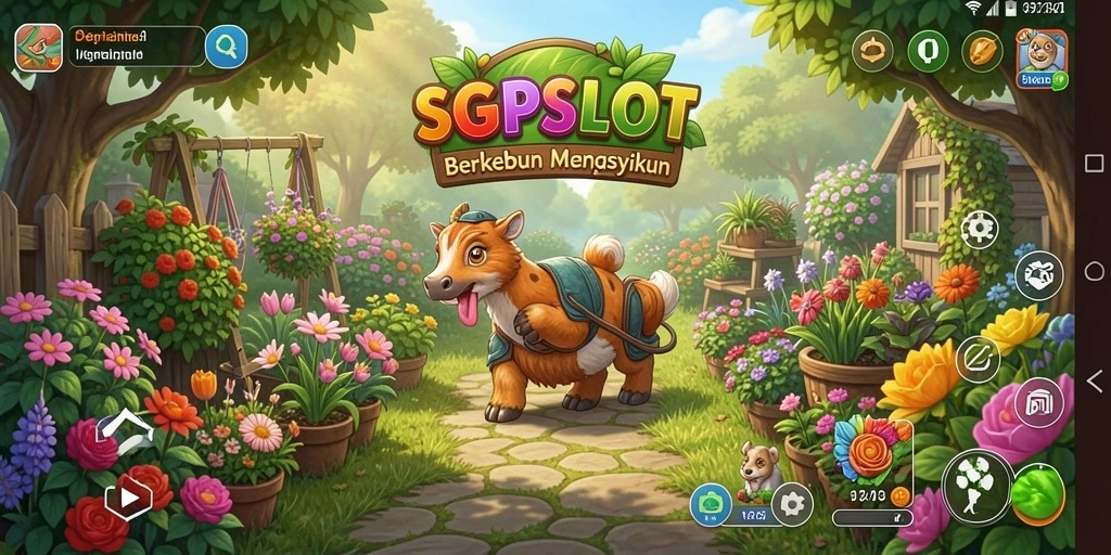 Tampilan gameplay SGPSLOT yang menampilkan aktivitas berkebun yang seru.