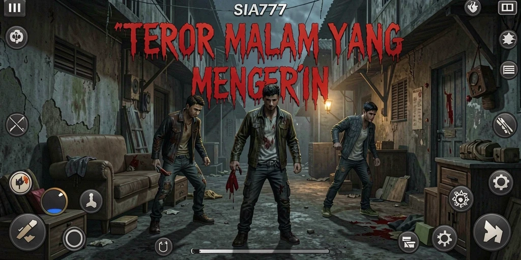 Tangkapan layar SIA777 menampilkan karakter yang berjuang melawan kegelapan horor.