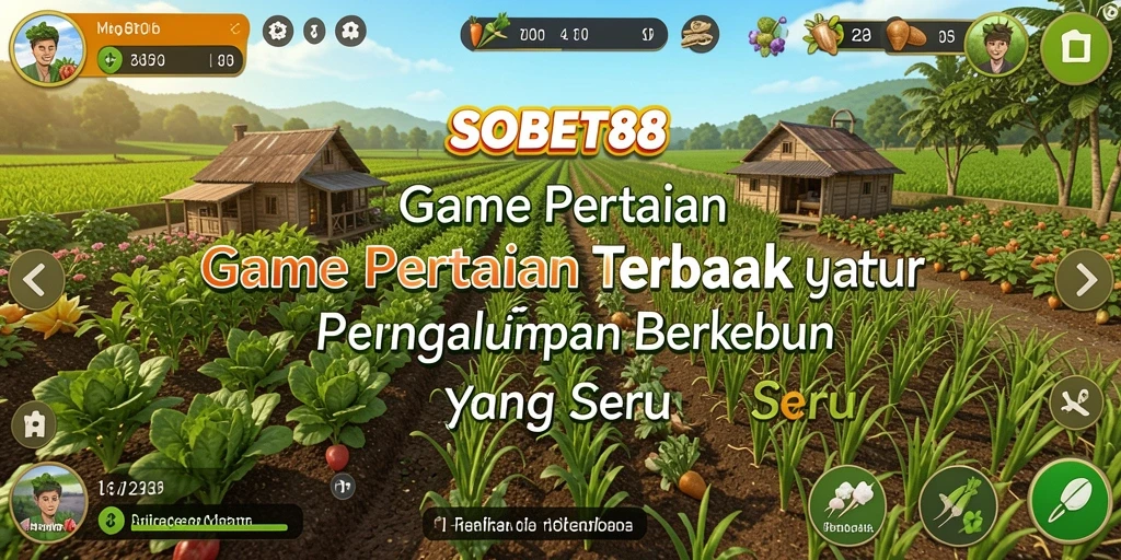 Tampilan gameplay SOBET88 dengan kebun yang indah dan produktif.